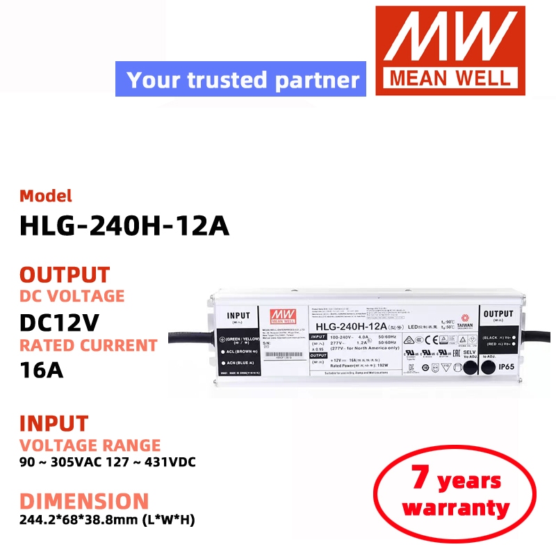MEAN WELL HLG-240H-12A HLG-240H-24A HLG-240H-48A DC12V 15V 24V 30V 36V 42V 48V 54V Nguồn Chuyển Đổi 