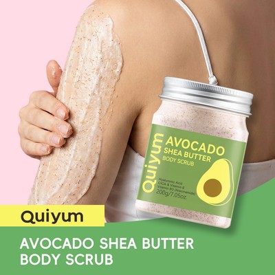 Tẩy tế bào chết toàn thân bơ hạt mỡ QUIYUM 200g | Tẩy tế bào chết toàn thân nhẹ nhàng với Niacinamide, Axit Hyaluronic, CICA & Vitamin E | Chăm sóc cơ thể dưỡng ẩm