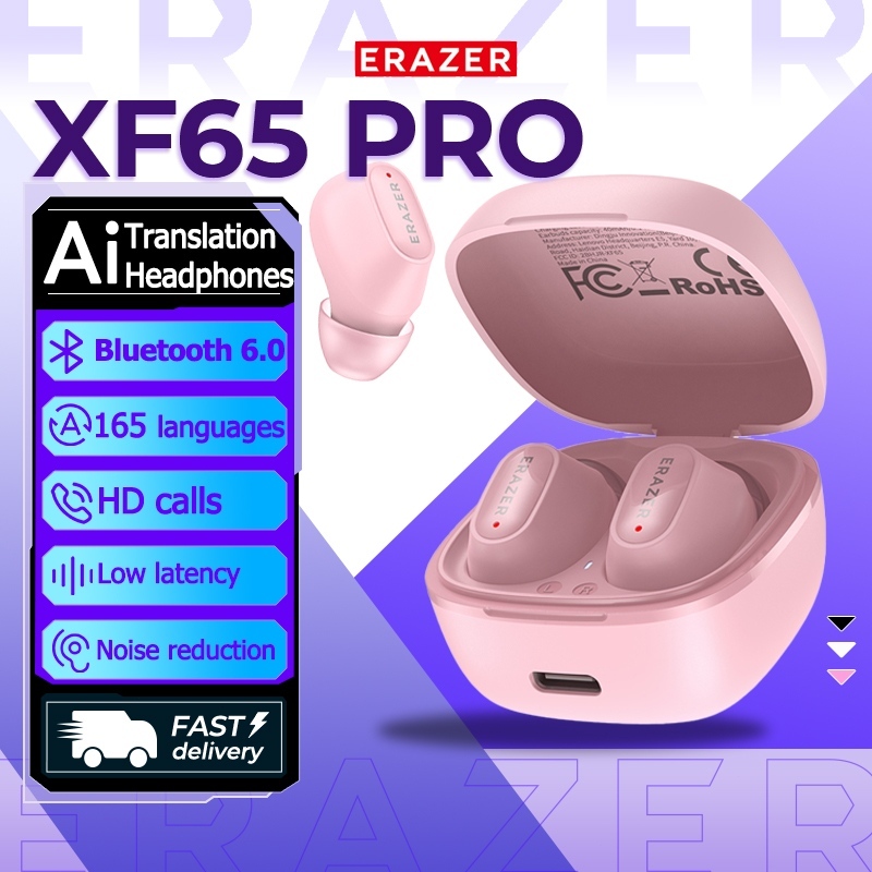 ERAZER XF65PRO Tai nghe phiên dịch AI Tai nghe Bluetooth 6.0 Hỗ trợ dịch 165 ngôn ngữ Tai nghe True Wireless Không gây áp lực lên Đàm thoại chuẩn Hi-Fi Độ trễ thấp Tích hợp micro kép | BigBuy360 - bigbuy360.vn