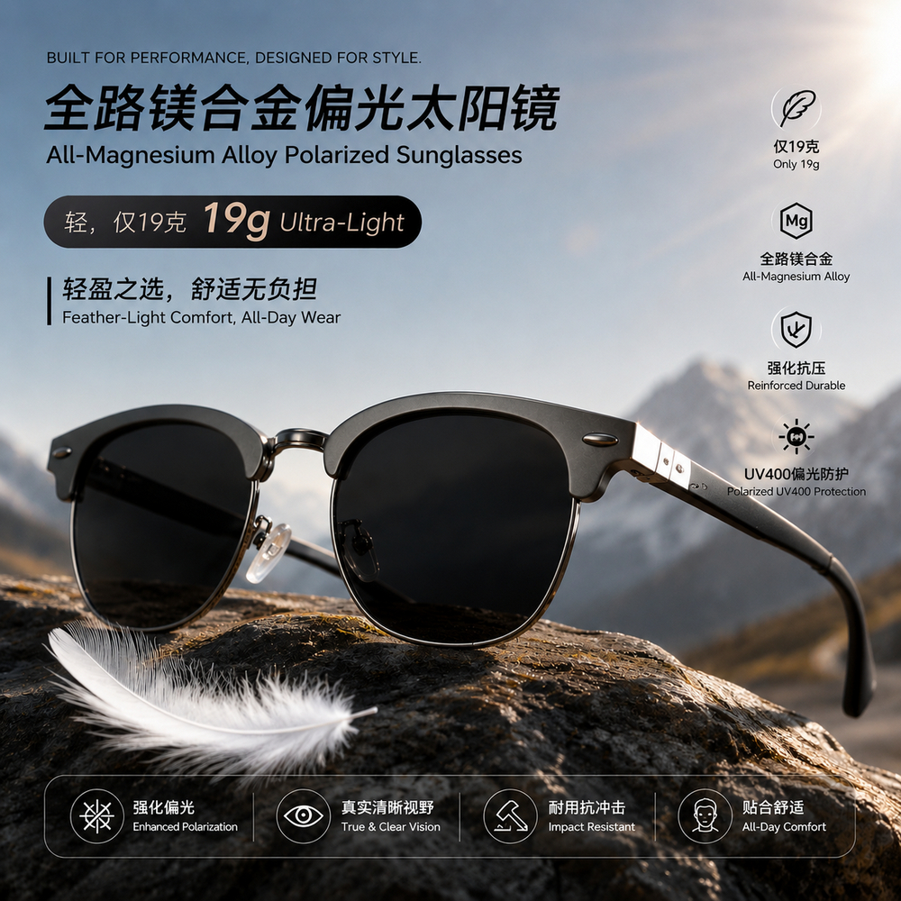 Retro Full Alunimium Hợp kim Magiê Cận thị tùy chỉnh được làm UV400 UV100% Kính râm phân cực