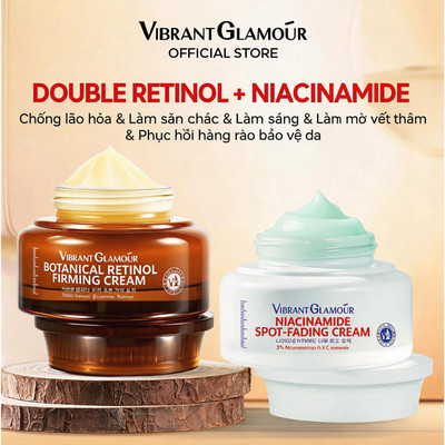 Bộ Kem Dưỡng Da VIBRANT GLAMOUR Niacinamide & Retinol Sử Dụng Ngày Đêm Chống Lão Hóa Làm Mờ Nám Làm Sáng Da Nhẹ Nhàng Không Bí Dầu 30g+30g