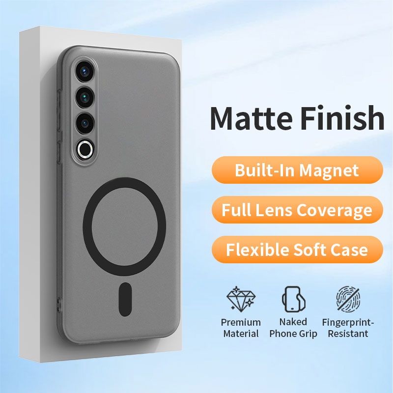 Vỏ Cho Meizu 21 Pro 5G Meizu21Pro Vỏ Điện Thoại Hấp Thụ Từ Tính Không Dây Sạc Nhanh Giá Đỡ Ô Tô Matt