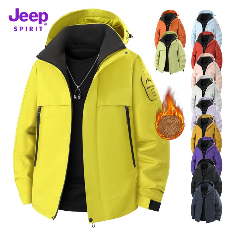 JEEP SPIRIT 1941 ESTD Unisex Thick Padded Winter Jacket Windproof Warm Hooded Coat