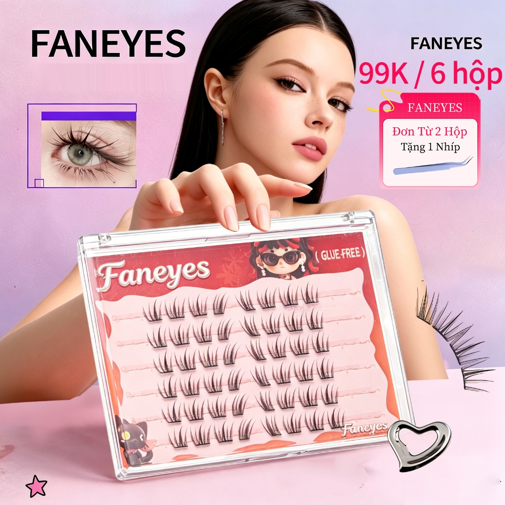 FANEYES Mi giả sẵn keo kiểu cánh thiên nhiên đuôi trong suốt Hướng Dương Tiểu Thỏ Rừng và nhiều kiểu