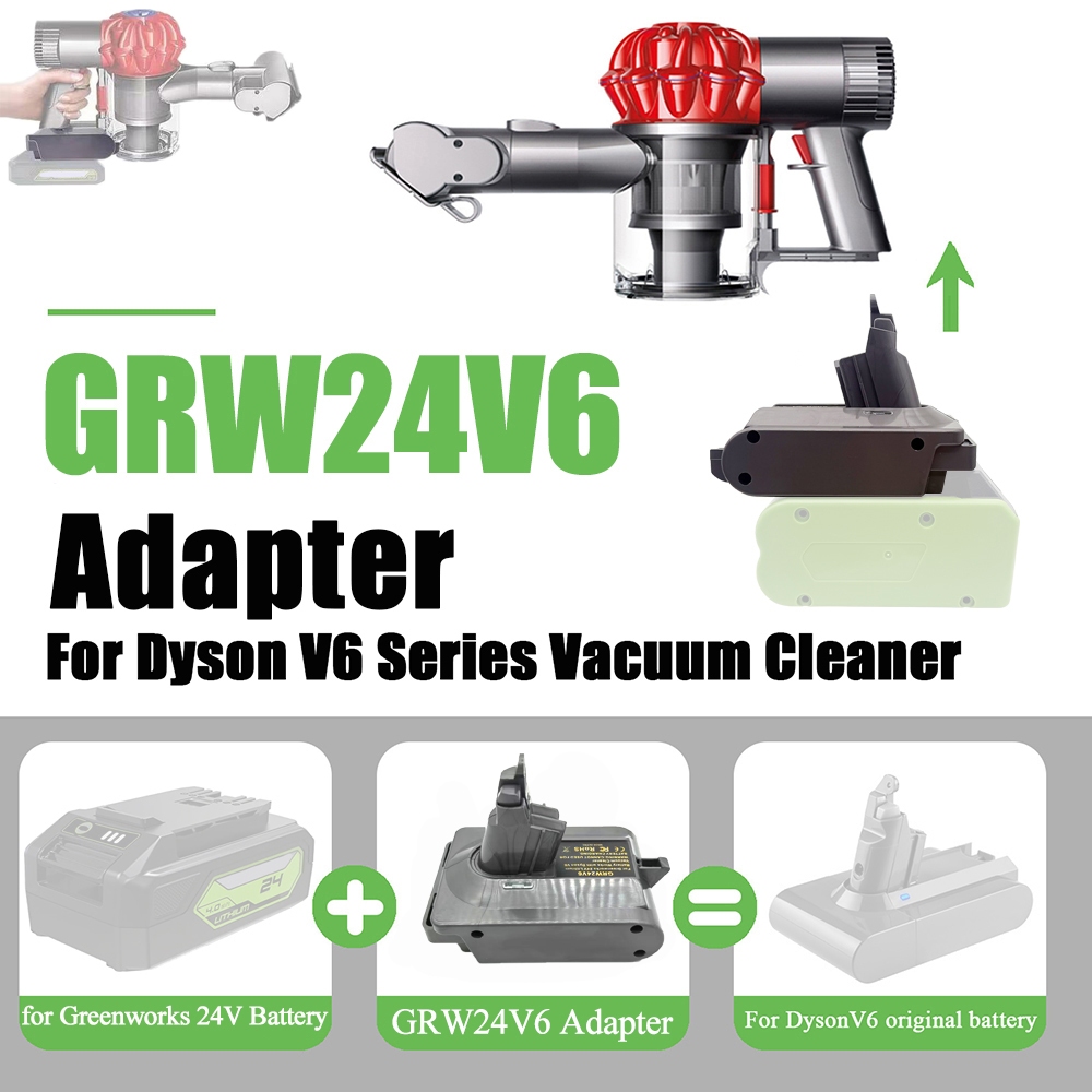 Bộ Chuyển Đổi Pin GRW24V6 Cho Pin Lithium Greenworks 24V Tương Thích Với Máy Hút Bụi Dyson V6