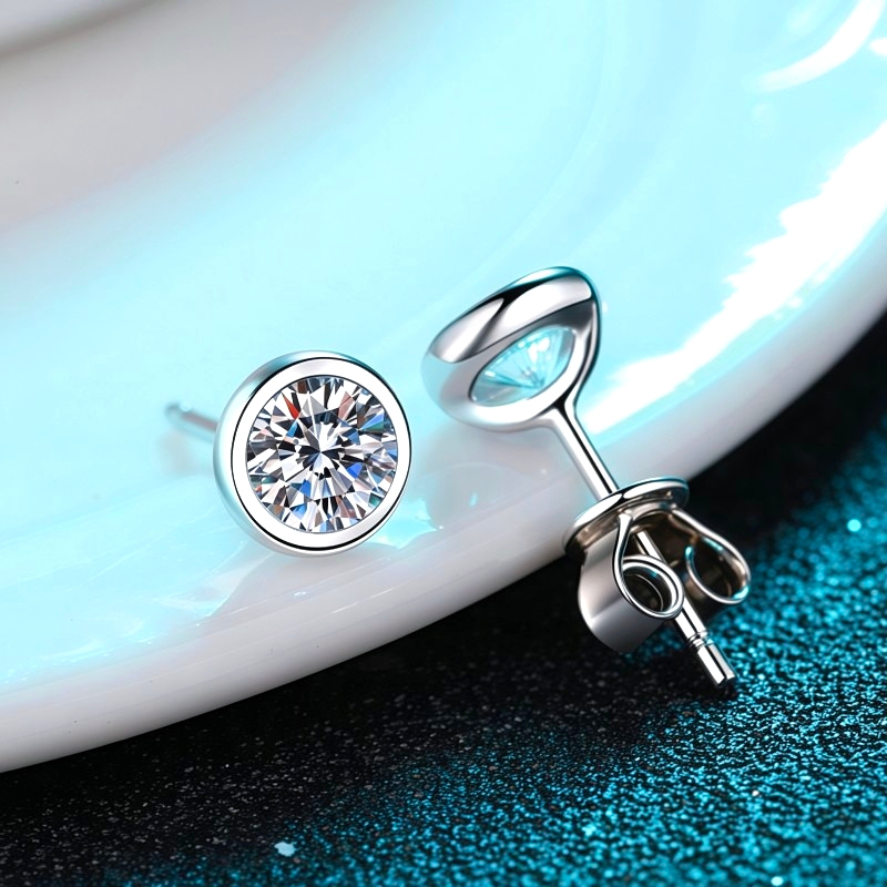 Bông tai nữ bạc X-200 925, 0,3 Carat / 0,5 Carat / 1 Carat Moissanite * 2 (Bao gồm chứng chỉ)