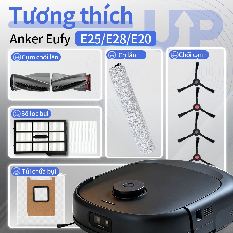 Linh Kiện Thay Thế Cho Anker Eufy E25 / E28 / E20 Robot Hút Chân Không, Bàn Chải Con Lăn, Bánh Xe Co