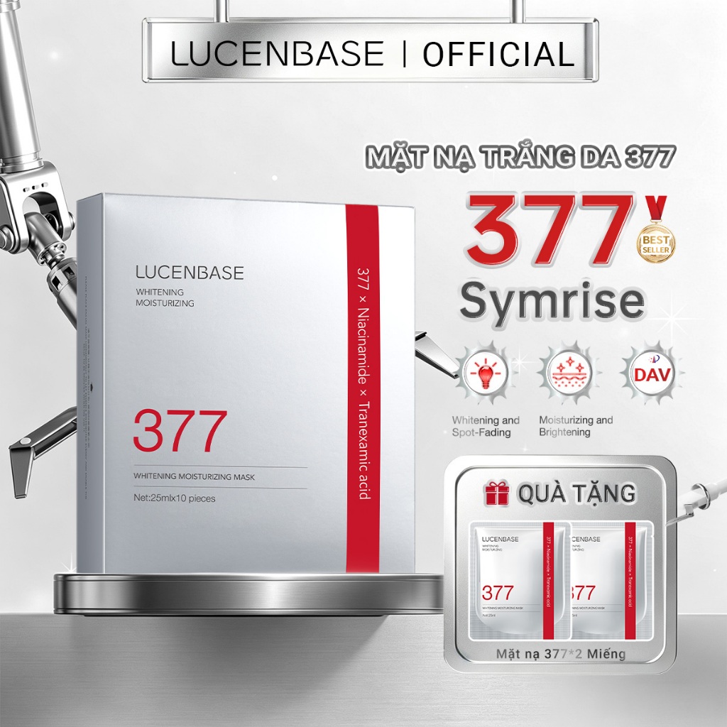 Mặt nạ dưỡng ẩm và làm trắng da LUCENBASE 377 | Symrise 377 + Niacinamide | Brightening & Spot Corre