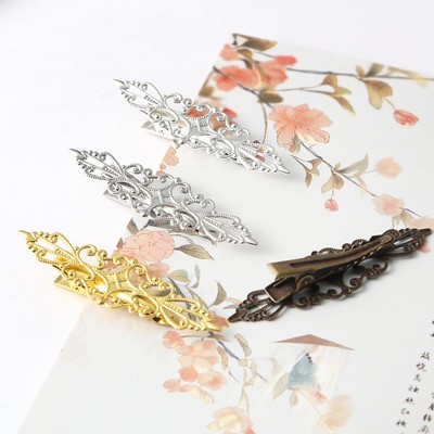 Phụ Nữ Bé Gái Kẹp Tóc Phụ Kiện Tóc Vintage Kim Loại Vàng Bạc 4 Màu Hoa Mảnh Lưỡi Sắt Kẹp Tóc Băng Đô Barrette