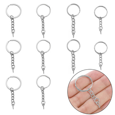 10 Chiếc Sắt Tròn Keyfob Có Nhảy Vòng Móc Khóa Có Tôm Hùm Khóa / Mắt Cừu Bao Gồm Cho Móc Khóa Mặt Dây Chuyền DIY Trang Sức Làm Phụ Kiện