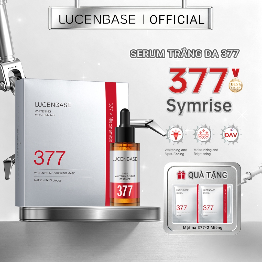 LUCENBASE 377 Serum & Mask Set-377 Mặt nạ làm sáng & dưỡng ẩm da mặt 1 hộp (10 tờ) + 377 Tinh chất l