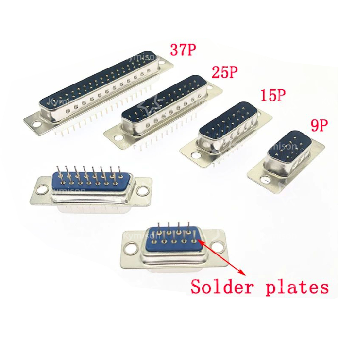 DP9 DP15 DP25 DP37 Nam Nữ RS232 / 9 / 15 / 25 / 37 Pin DP cắm cho đầu nối tấm hàn