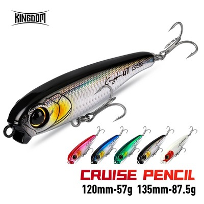KINGDOM GT Cruise Bút Chì Chì Chìm 120mm 57g / 135mm 87,5g Bút Chì Đúc Dài Mồi Chữ Z Hành Động Biển Mồi Câu Cá Cho GT Cá Ngừ Biển Bass Barracuda