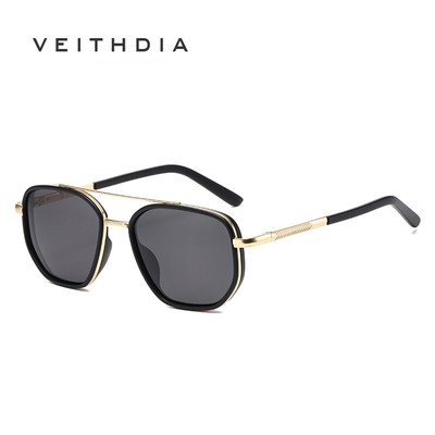 VEITHDIA Kính râm hình bầu dục bằng kim loại phân cực cao cấp  dành cho nam UV400 Tấm che nắng lái xe ZK8551