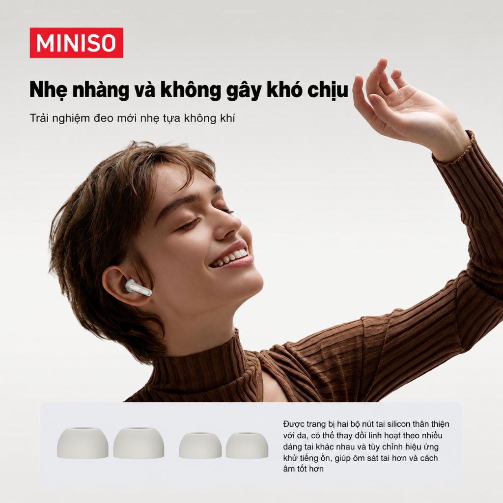 Miniso MS106 Tai nghe dịch không dây AI nghe nhét tai Tai nghe chơi game Chống nước IPX5 Âm thanh nổi HiFi | BigBuy360 - bigbuy360.vn