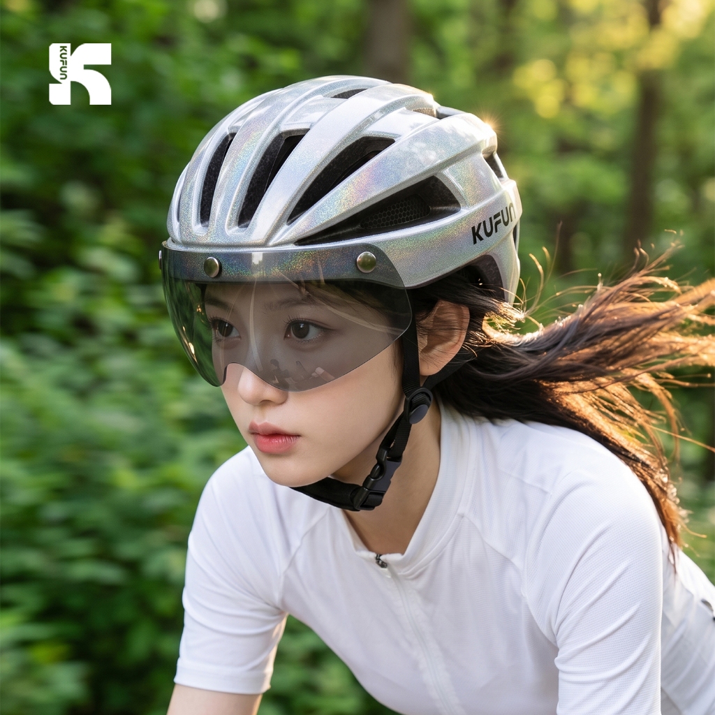 Mũ bảo hiểm đi xe đạp KUFUN có tấm che có thể tháo rời, Mũ bảo hiểm xe đạp leo núi đường trường KUFU