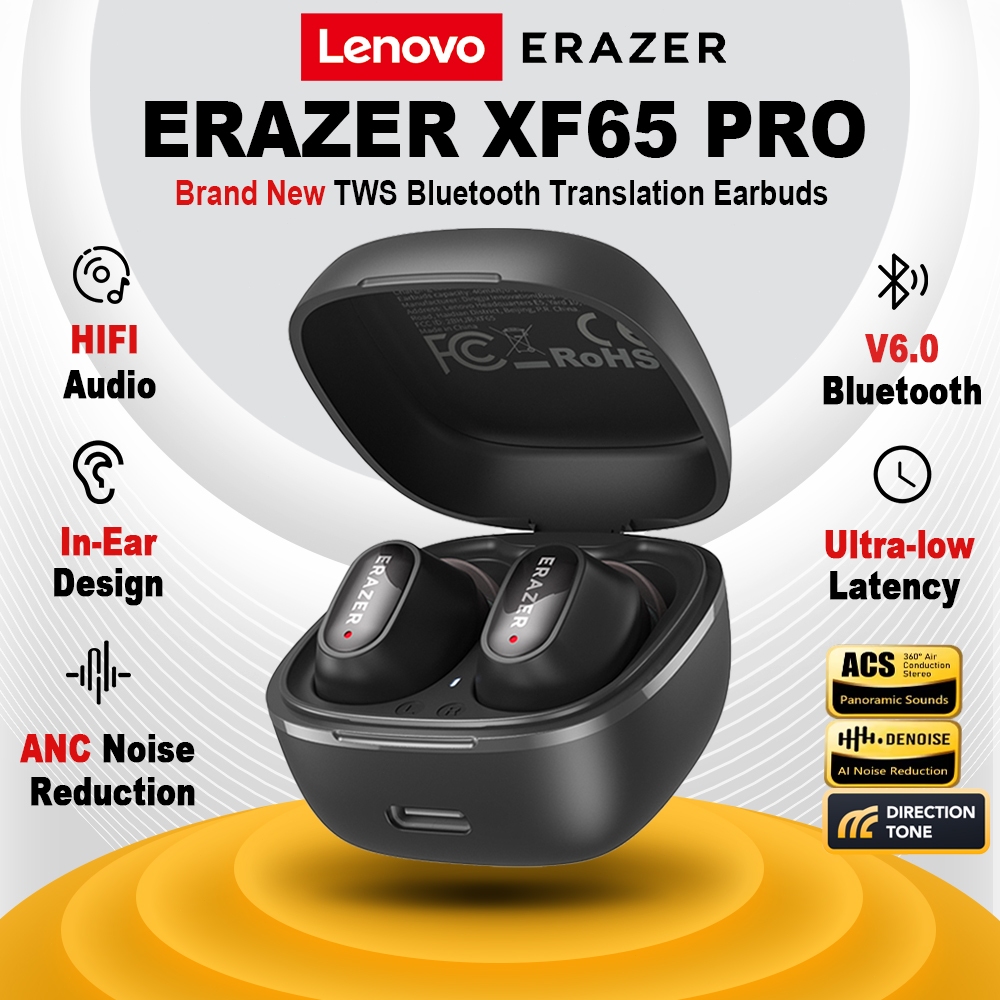 ERAZER XF65 PRO AI Tai nghe dịch thuật Mới Tai Nghe Bluetooth V6.0 Tai Nghe Không Dây HIFI Gọi ANC Tai Nghe Chơi Game Độ trễ Thấp | BigBuy360 - bigbuy360.vn