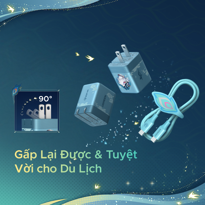 UGREEN Bộ sạc Phiên Bản Honkai: Star Rail USB-C 65W GaN USB-C Phích cắm có thể gập lại + Cáp USB-C 100W 1m, Sạc nhanh cho iPhone 17 16 Pro Max / MacBook / Samsung S26 Ultra iPad (Phích cắm US) | BigBuy360 - bigbuy360.vn