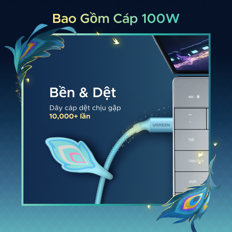 Bộ sạc UGREEN Phiên Bản Honkai: Star Rail USB-C 65W GaN USB-C Phích cắm có thể gập lại + Cáp USB-C 100W 1m, Sạc nhanh cho iPhone 17 16 Pro Max / MacBook / Samsung S26 Ultra iPad (Phích cắm US) | BigBuy360 - bigbuy360.vn