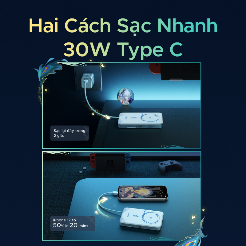 【Phiên Bản Honkai: Star Rail】UGREEN Sạc dự phòng 10000mAh 15W Sạc từ tính 30W Max Power Bank Cáp tích hợp cho iPhone 17 | BigBuy360 - bigbuy360.vn