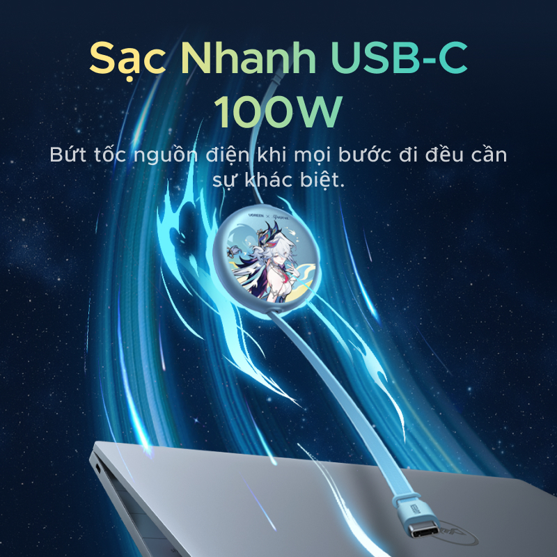 UGREEN Cáp dữ liệu sạc có thể thu vào Phiên Bản Honkai: Star Rail 100W USB-C sang USB-C Hỗ trợ cáp sạc nhanh Samsung 45W cho iPhone 17 Pro Max | BigBuy360 - bigbuy360.vn