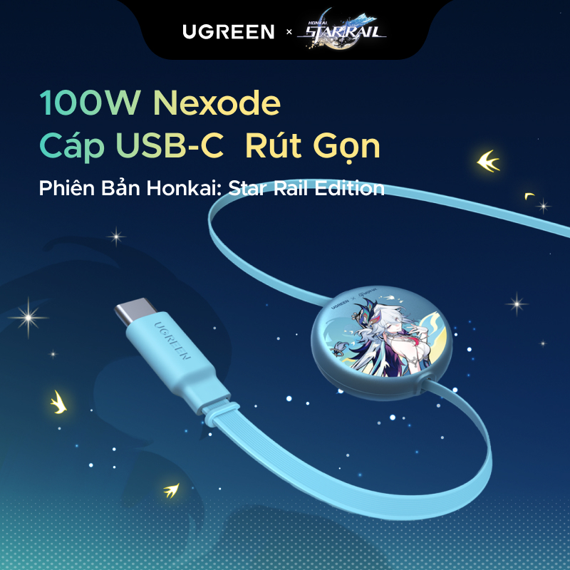 UGREEN Cáp dữ liệu sạc có thể thu vào Phiên Bản Honkai: Star Rail 100W USB-C sang USB-C Hỗ trợ cáp sạc nhanh Samsung 45W cho iPhone 17 Pro Max | BigBuy360 - bigbuy360.vn