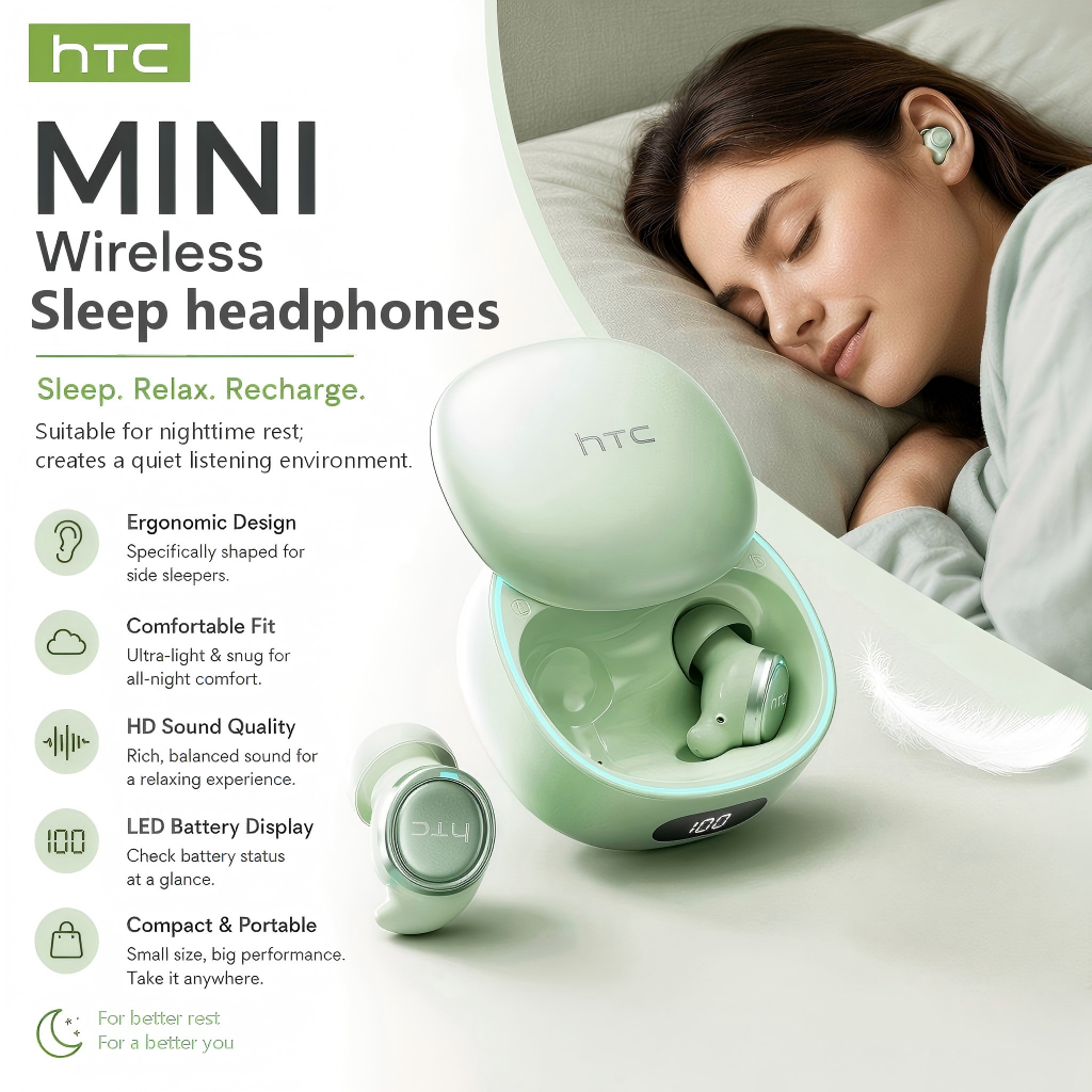 Tai nghe ngủ HTC NE96 Tai nghe Mini Bluetooth 6.0 dành cho công việc Tai nghe Bluetooth Âm thanh nổi ẩn | BigBuy360 - bigbuy360.vn