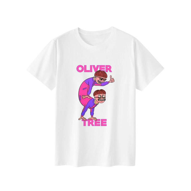 Oliver Chó Áo Thun Mùa Hè Oliver Cây Vintage Áo Cotton Bông Tai Kẹp Áo nam Thường Ngày Top Tee