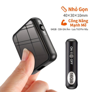 Máy ghi âm 50h liên tục, 64G, sạc nhanh USB-C, chống ồn HD, ghi 1 nút, nghe MP3, gọn nhẹ
