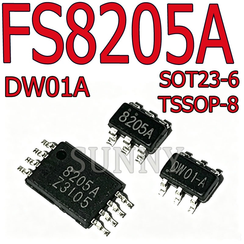 10 ~ 50 CÁI DW01 DW01A FS8205S FS8205A Pin Lithium Bảo Vệ IC Miếng Dán MSOP8 Chip SOT23-6