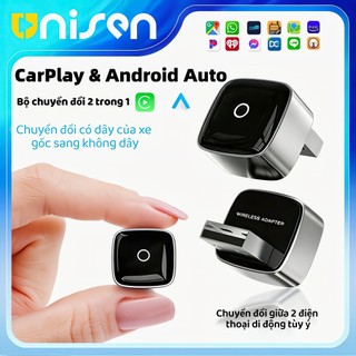 Unisen Bộ chuyển đổi  CarPlay/Android Auto 2 trong 1 có dây/không dây cắm là chạy kết nối