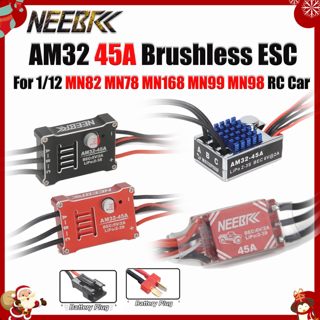 NEEBRC AM32 45A Vỏ kim loại ESC không chổi than chống nước 2-3S cho xe RC 1 / 12 MN82 MN99S MN168 MN