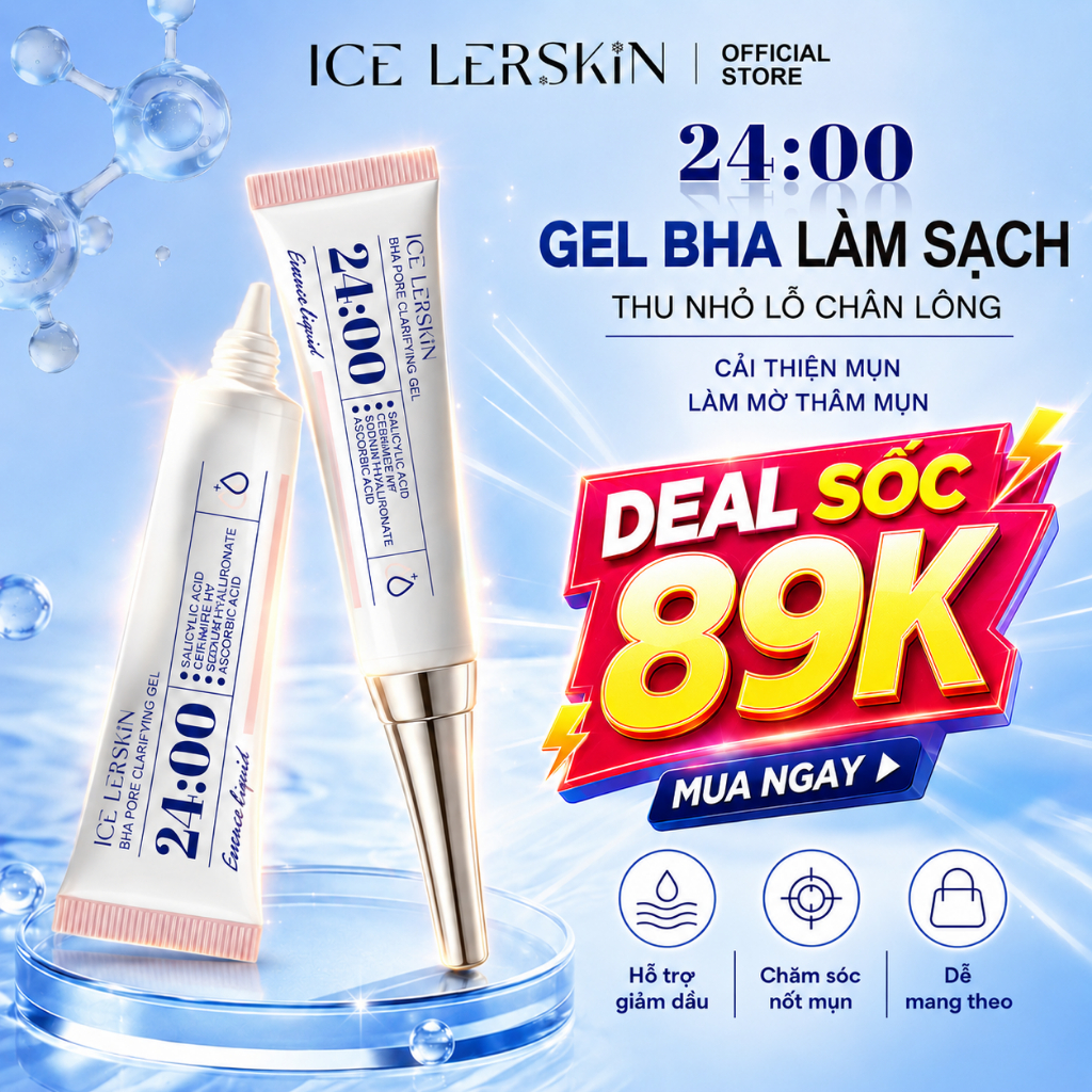 ICE LERSKIN Gel BHA | Chăm Sóc Nốt Mụn Với Salicylic Acid | Chăm Sóc Da Mụn Cục Bộ | Hỗ Trợ Cải Thiện Dấu Vết Sau Mụn | Chăm Sóc Lỗ Chân Lông | Kiểm Soát Dầu Cho Da  15ML