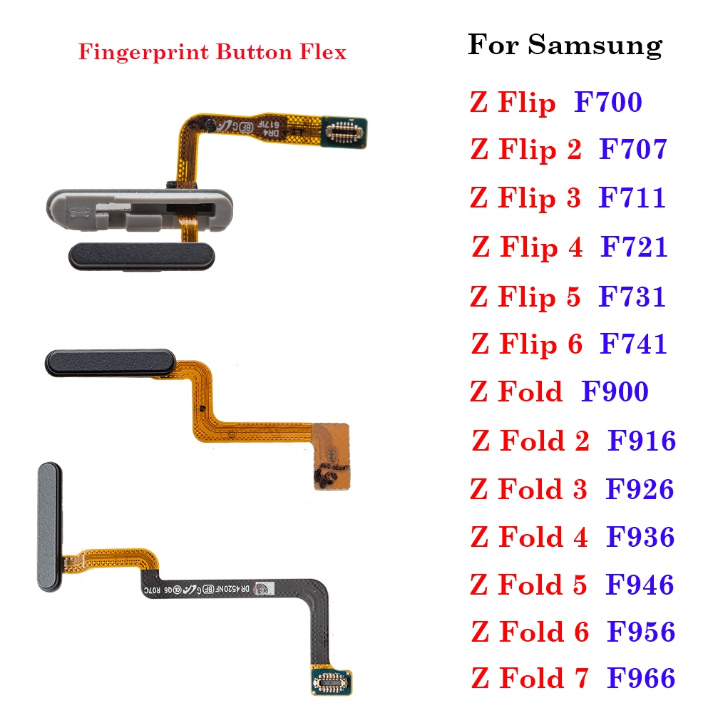 Cảm Biến Vân Tay Công Tắc Nguồn ON OFF Nút Bên Chìa Khóa Cáp Mềm Cho Samsung Z Flip Fold 2 3 4 5 6 7