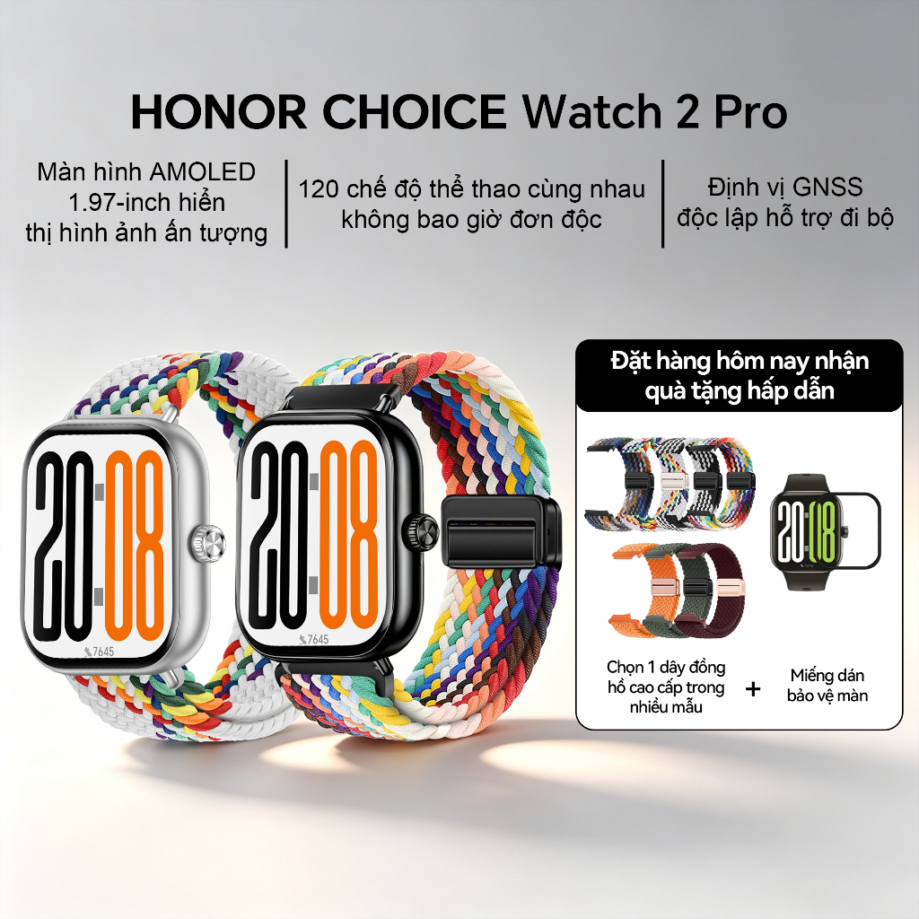 [ HONOR CHOICE Watch 2 PRO + dây đeo nylon]  Dây nylon nhiều màu sang trọng, dễ đeo，Chống nước kép 5