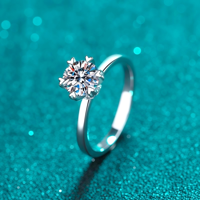 Nhẫn nữ bạc X-192 925, 0,5 Carat / 1 Carat / 2 Carat Moissanite (Bao gồm chứng chỉ)