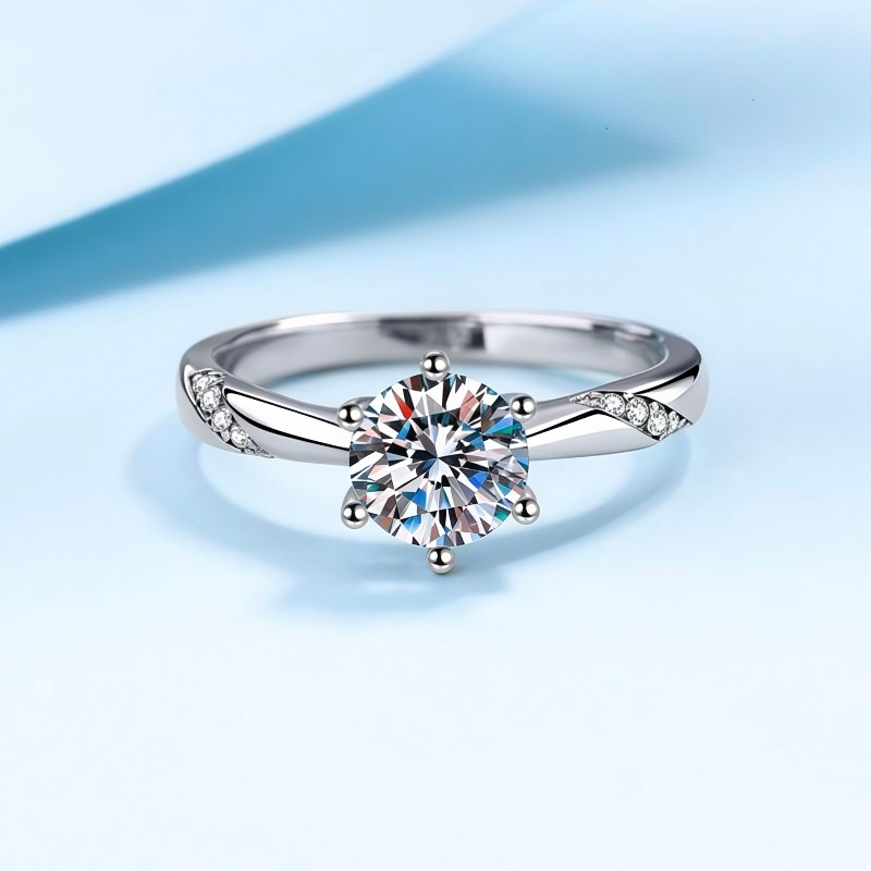Nhẫn nữ bạc X-097 925, 0,5 Carat / 1 Carat / 2 Carat Moissanite (Bao gồm chứng chỉ)