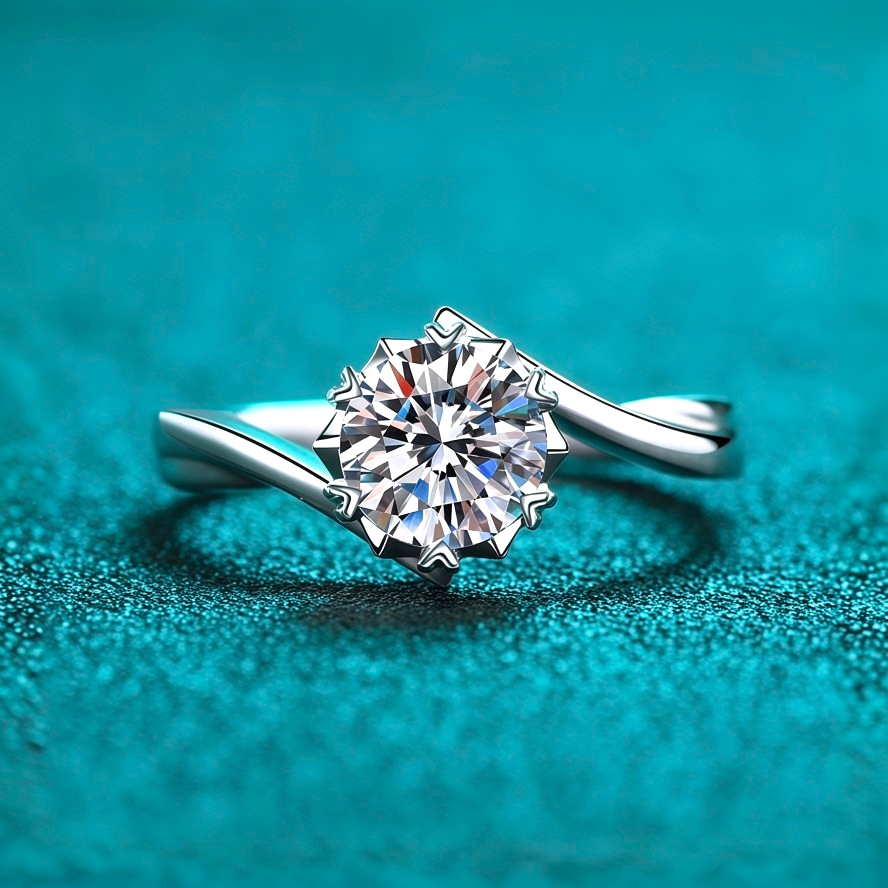 Nhẫn nữ bạc X-059 925, 0,5 Carat / 1 Carat / 2 Carat Moissanite (Bao gồm chứng chỉ)
