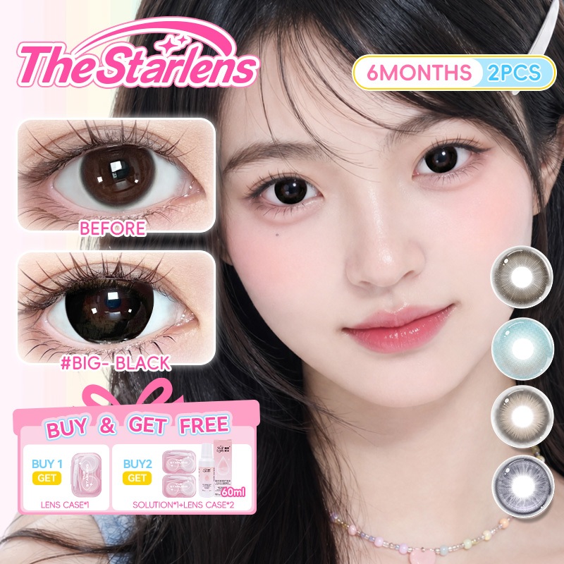 Kính áp tròng Starlens hot sale phong cách 1 cặp ống kính tiếp xúc màu đen DIA14.-14.5mm Ống kính tự