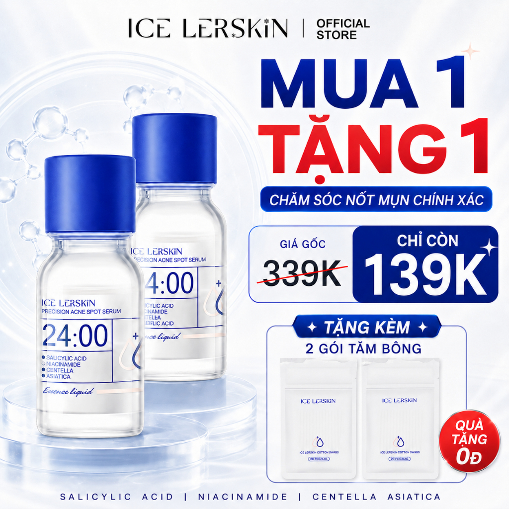 ICE LERSKIN Combo Serum Chăm Sóc Nốt Mụn 10ml | Salicylic Acid | Kiểm Soát Dầu, Chăm Sóc Lỗ Chân Lôn