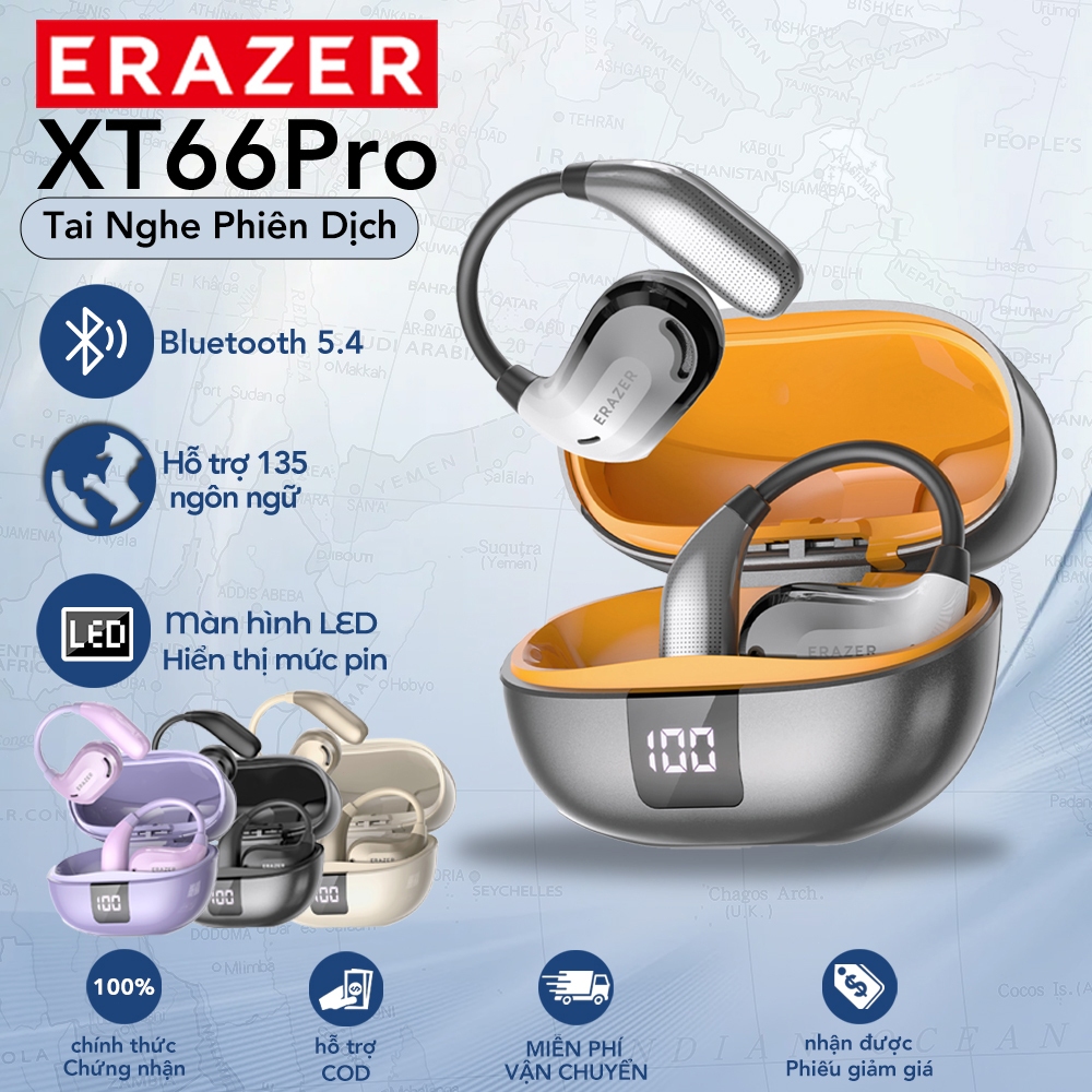 Erazer XT66 Pro Tai Nghe Phiên Dịch  Tai Nghe Bluetooth Không Dây Tai Nghe Thể Thao Ai Translator  B