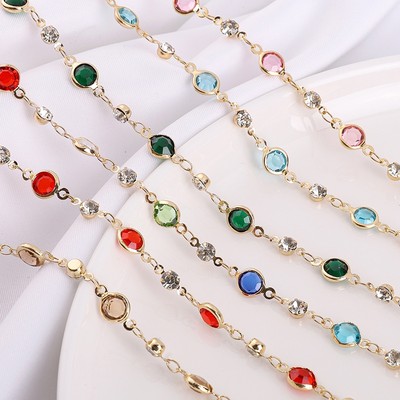 1M / túi Màu Kim Cương Giả Dây Xích Giữ Màu Dây Đồng DIY Vòng Tay Vòng Cổ Phụ Kiện