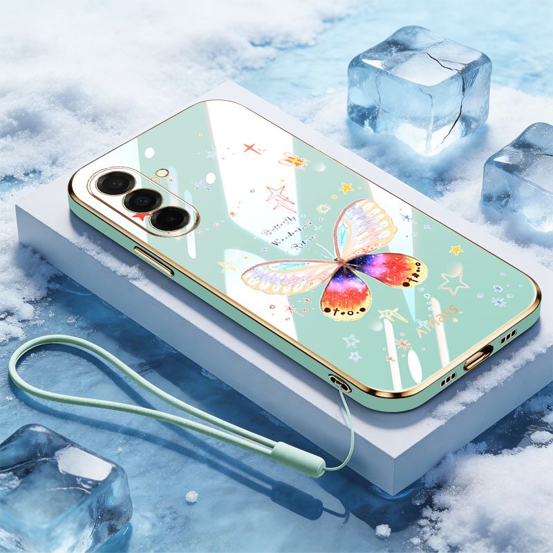 Ốp Lưng YBD Cho Samsung Galaxy A26 A34 A35 A36 A53 A54 A55 A56 M54 F54 5G Thiết Kế Bướm Lấp Lánh Mạ 