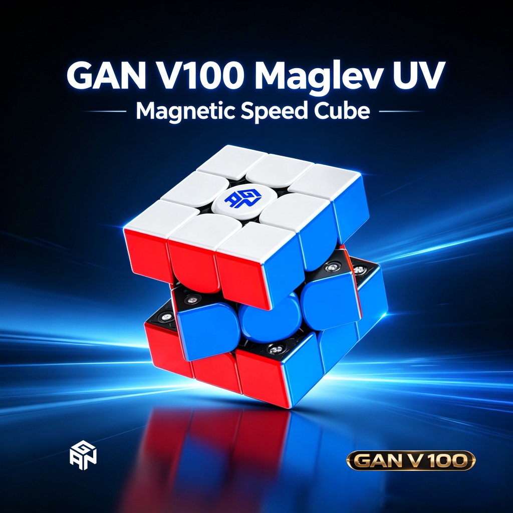 GAN V100 Maglev UV 3x3 Khối lập phương Maglev Rubik Pioneer Black Core Speed Cube