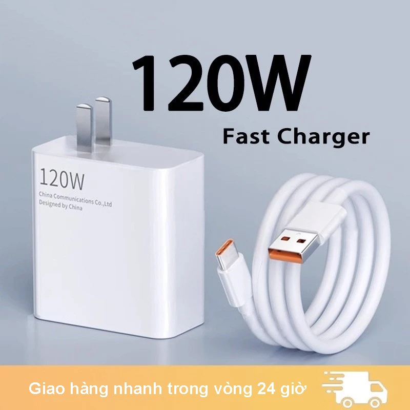 Củ sạc nhanh 120W QC4.0 Cáp sạc nhanh USB to TypeC cho Poco X3 Note Pro sạc nhanh an toàn.