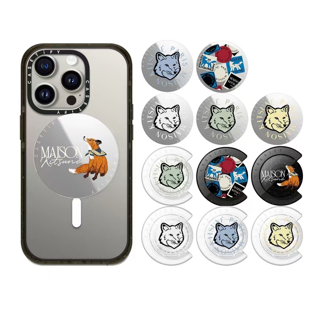 Giá đỡ điện thoại từ tính Fox Mirror, Giá đỡ điện thoại tròn có thể gập lại, đỡ túi khí, Giá đỡ lười