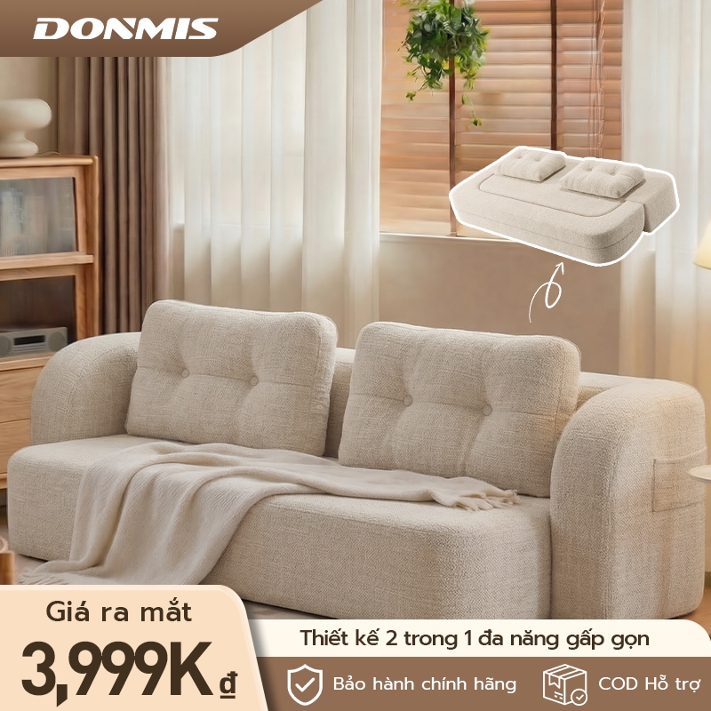 Ghế sofa DONMIS Thiết kế 2 trong 1 đa năng gấp gọn - Lớp bọt nệm 45D siêu đàn hồi, chống rách cao cấ