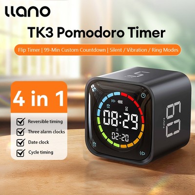 Hẹn giờ học im lặng LLANO TK3 có màn hình lớn – 4 trong 1 (Đồng hồ bấm giờ / Đếm ngược / Báo thức / Pomodoro), không có đế