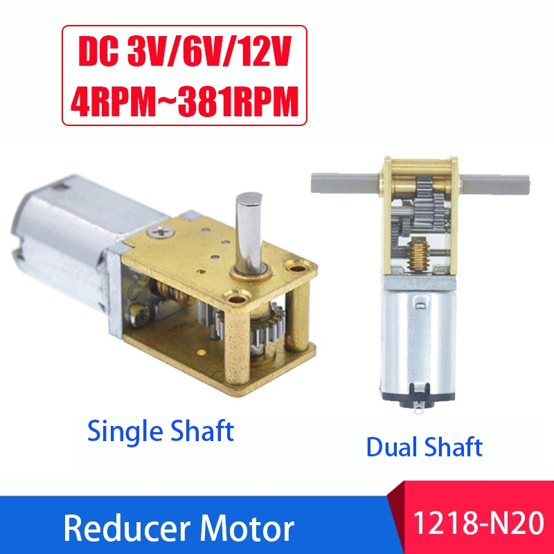 1218-N20 Worm Gear Giảm Tốc Động Cơ DC 3V 6V 12V Mini Gear Full Kim Loại Hộp Số Robot