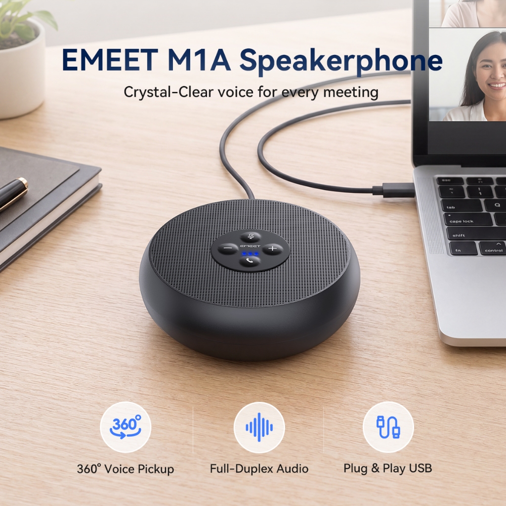 [EMEET] Hội nghị loa EMEET M1A Zoom được chứng nhận 360°Loa USB nhận giọng nói cho 5-8 người cho nhó